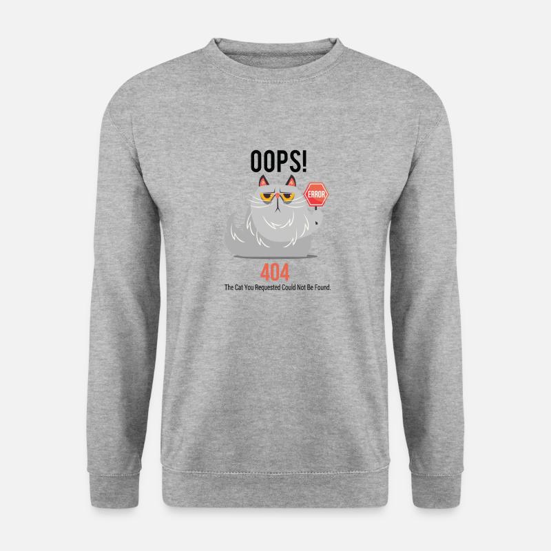 Grumpy Cat 404 - Unisex Pullover - Weißgrau meliert