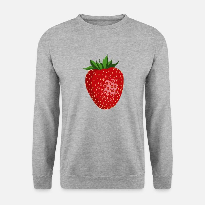 Erdbeere - Unisex Pullover - Weißgrau meliert