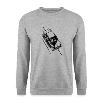 Trabi 600 auf Tour - Unisex Pullover - Weißgrau meliert - Vorne - Alina (178cm) & Michal (187cm)