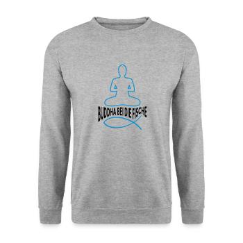 BUDDHA IN THE FISH - Unisex Sweatshirt - salt & pepper - Front - Alina (178cm) & Michal (187cm)