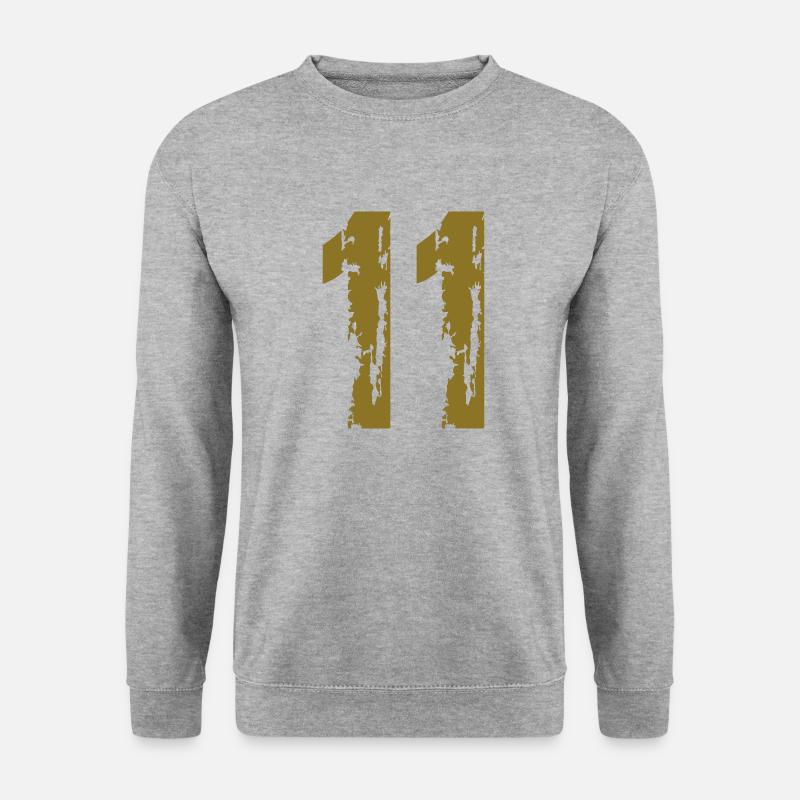 11 - Nummer - Unisex Pullover - Weißgrau meliert
