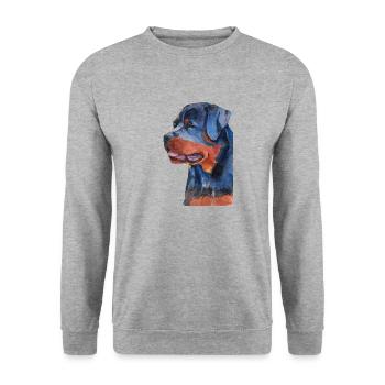rottweiler - F - Unisex Pullover - Weißgrau meliert - Vorne - Alina (178cm) & Michal (187cm)