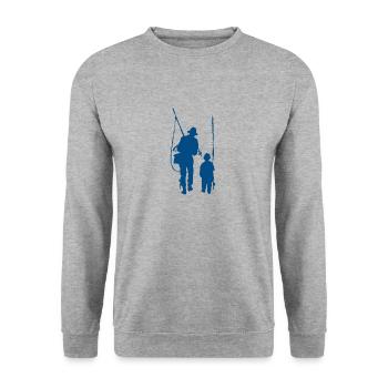 Father and son fishing. Fish - Unisex Sweatshirt - salt & pepper - Front - Alina (178cm) & Michal (187cm)