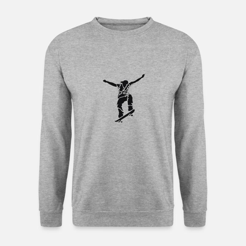 Skate, skaten, Skater, Skateboard - Unisex Pullover - Weißgrau meliert
