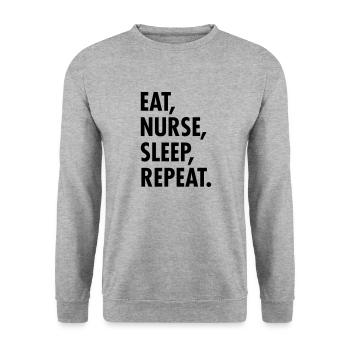 Eat, Nurse, Sleep, Repeat. - Sweat-shirt Unisexe - gris chiné - Devant - Alina (178cm) & Michal (187cm)
