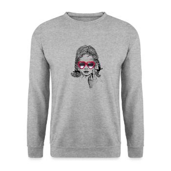 Süßester Mittelfinger.... - Unisex Pullover - Weißgrau meliert - Vorne - Alina (178cm) & Michal (187cm)