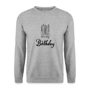 It's my birthday - Unisex Sweatshirt - salt & pepper - Front - Alina (178cm) & Michal (187cm)