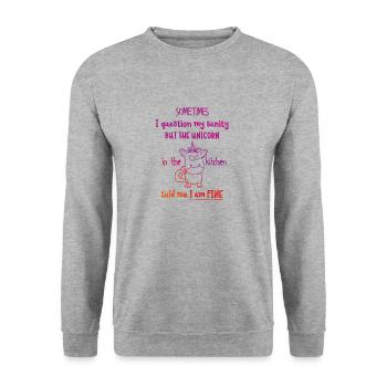 Unicorn! - Unisex Pullover - Weißgrau meliert - Vorne - Alina (178cm) & Michal (187cm)