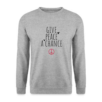 Peace - Unisex Sweatshirt - salt & pepper - Front - Alina (178cm) & Michal (187cm)