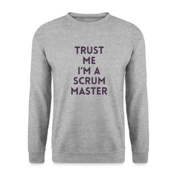 Trust me I'm a scrum master Geschenk Computer Code - Unisex Pullover - Weißgrau meliert - Vorne - Alina (178cm) & Michal (187cm)