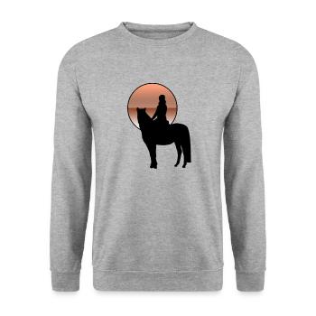 Cheval - Sweat-shirt Unisexe - gris chiné - Devant - Alina (178cm) & Michal (187cm)
