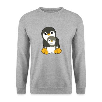 Câlin de pingouin - Sweat-shirt Unisexe - gris chiné - Devant - Alina (178cm) & Michal (187cm)