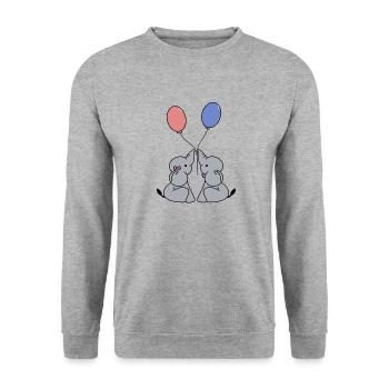 Elefant BOY OR GIRL - Unisex Pullover - Weißgrau meliert - Vorne - Alina (178cm) & Michal (187cm)