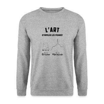 L'art d empiler les pierres - Sweat-shirt Unisexe - gris chiné - Devant - Alina (178cm) & Michal (187cm)