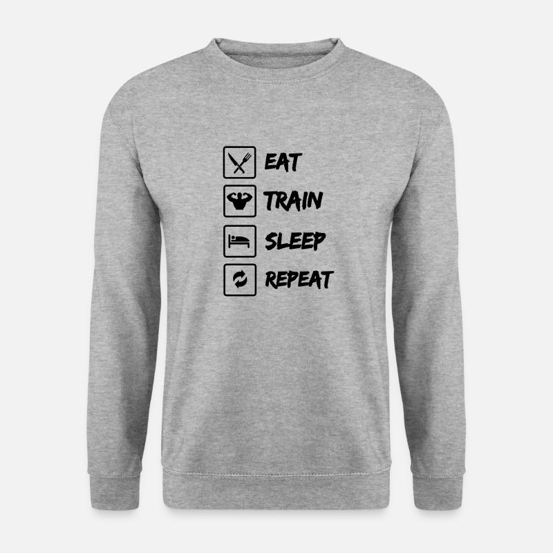 Manger Train Dormir Répéter - Sweat-shirt Unisexe - gris chiné