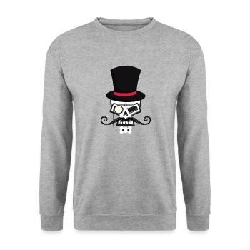 Skullheadwith beard and hat - Unisex Pullover - Weißgrau meliert - Vorne - Alina (178cm) & Michal (187cm)