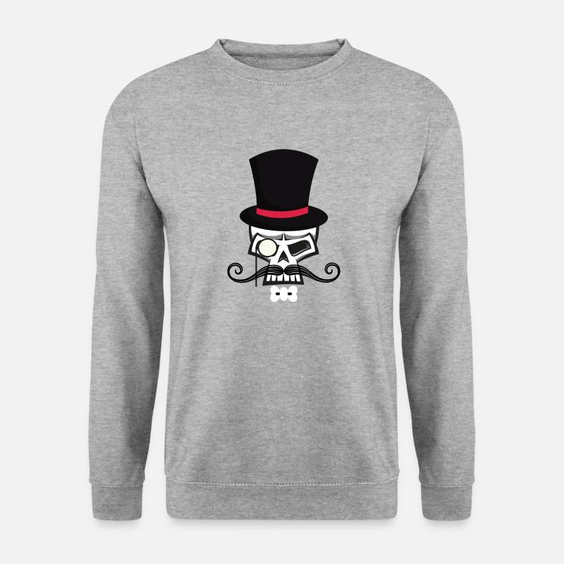 Skullheadwith beard and hat - Unisex Pullover - Weißgrau meliert