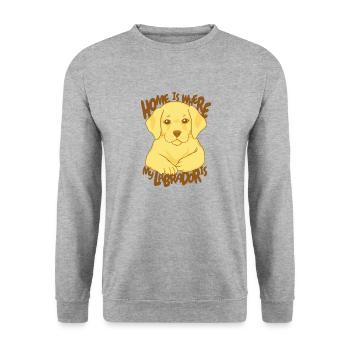 Hunde Geschenk Hundehalter Labrador Haustier Hund - Unisex Pullover - Weißgrau meliert - Vorne - Alina (178cm) & Michal (187cm)