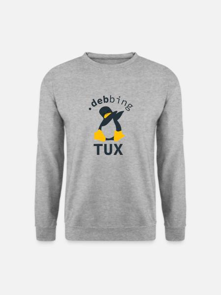Dabbing Pinguin .debbing Tux - Unisex Pullover - Weißgrau meliert