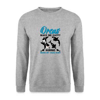 Orca Ocean Whale Orca Fan Seafood - Unisex Sweatshirt - salt & pepper - Front - Alina (178cm) & Michal (187cm)