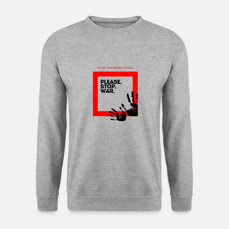 Please Stop War - Unisex Pullover - Weißgrau meliert
