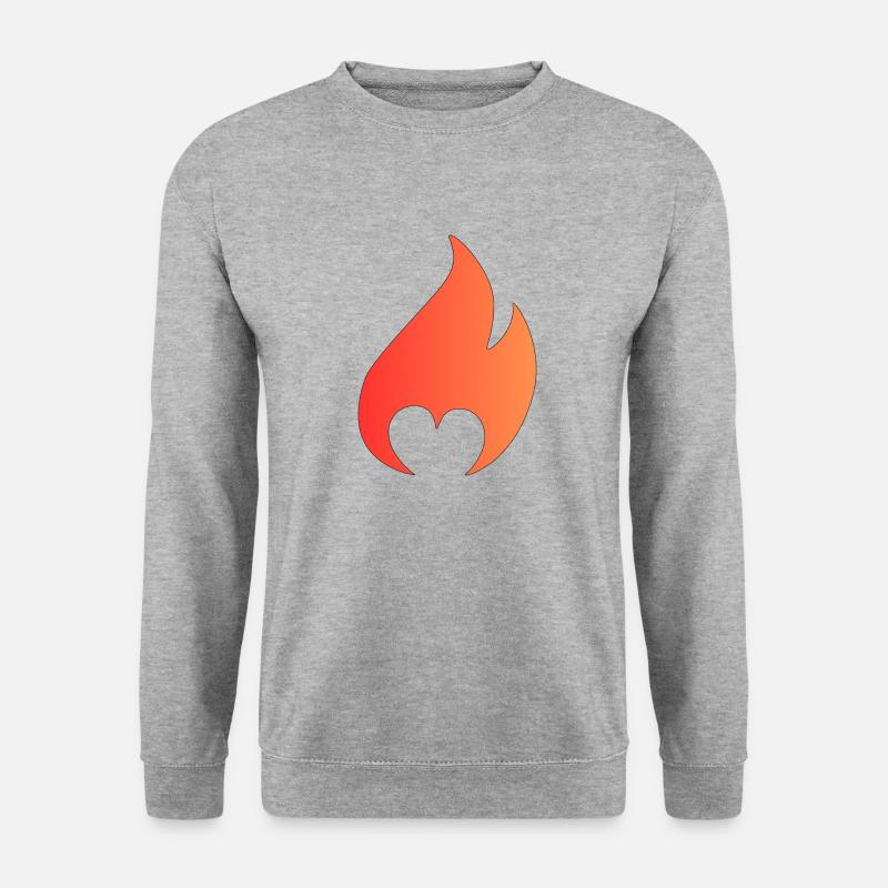 Flamme mit Herz - Unisex Pullover - Weißgrau meliert