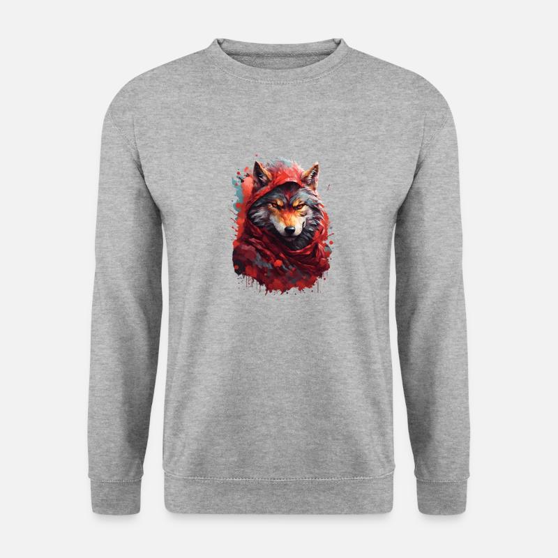 Design Wolf - Unisex Pullover - Weißgrau meliert