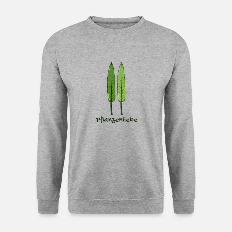 Pflanzenliebe | Pflanze | Blätter | Geschenk - Unisex Pullover - Weißgrau meliert