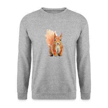 Eichhörnchen - Unisex Pullover - Weißgrau meliert - Vorne - Alina (178cm) & Michal (187cm)