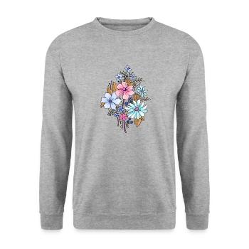 Fleur - Sweat-shirt Unisexe - gris chiné - Devant - Alina (178cm) & Michal (187cm)