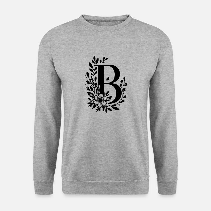Buchstabe B Blume - Unisex Pullover - Weißgrau meliert