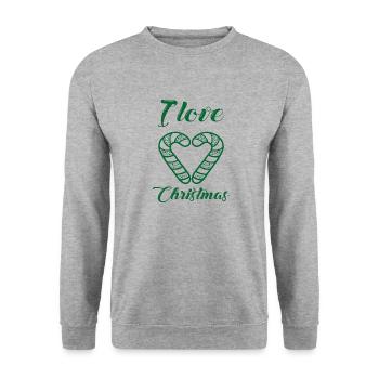 I love christmas - Sweat-shirt Unisexe - gris chiné - Devant - Alina (178cm) & Michal (187cm)