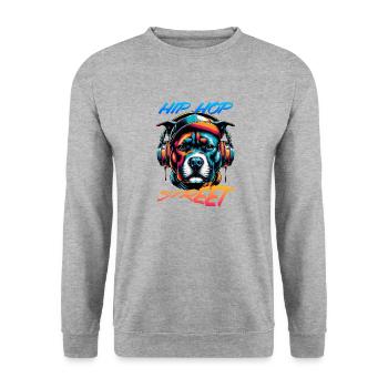 Staff Bull Terrier Urbain Hip Hop - Sweat-shirt Unisexe - gris chiné - Devant - Alina (178cm) & Michal (187cm)