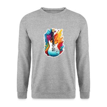 Rock n roll / Guitare / Musique / Instrument - Sweat-shirt Unisexe - gris chiné - Devant - Alina (178cm) & Michal (187cm)