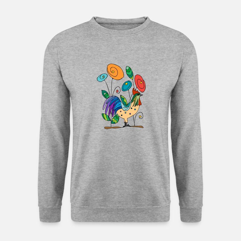 Hahn - Unisex Pullover - Weißgrau meliert