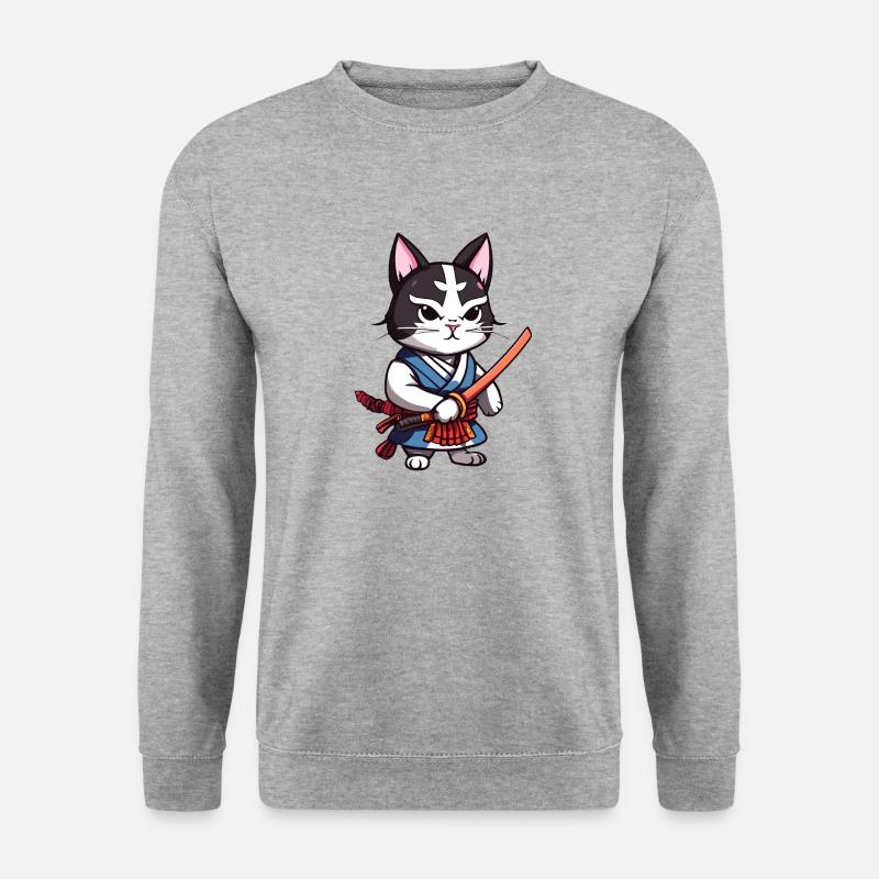 Samurai Cat #42 - Unisex Sweatshirt - salt & pepper