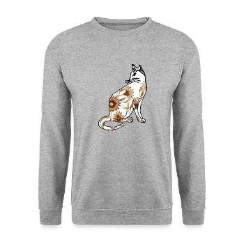 Cat - Unisex Sweatshirt - salt & pepper - Front - Alina (178cm) & Michal (187cm)