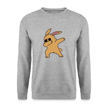 dabbing rabbit - Unisex Pullover - Weißgrau meliert - Vorne - Alina (178cm) & Michal (187cm)