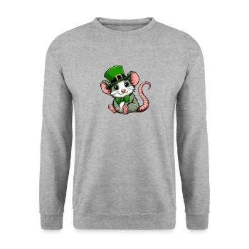 St. Patrick's Day Sweet Rat - Unisex Sweatshirt - salt & pepper - Front - Alina (178cm) & Michal (187cm)