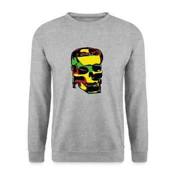 Schädel - Unisex Pullover - Weißgrau meliert - Vorne - Alina (178cm) & Michal (187cm)