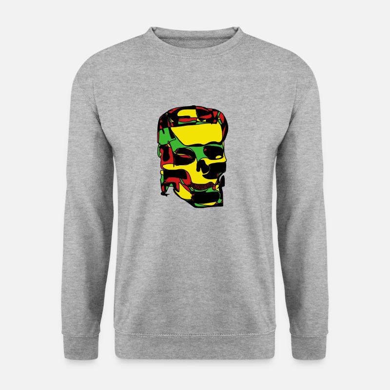 Schädel - Unisex Pullover - Weißgrau meliert