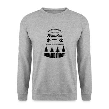 niemals mit frauchen anlegen - Unisex Pullover - Weißgrau meliert - Vorne - Alina (178cm) & Michal (187cm)