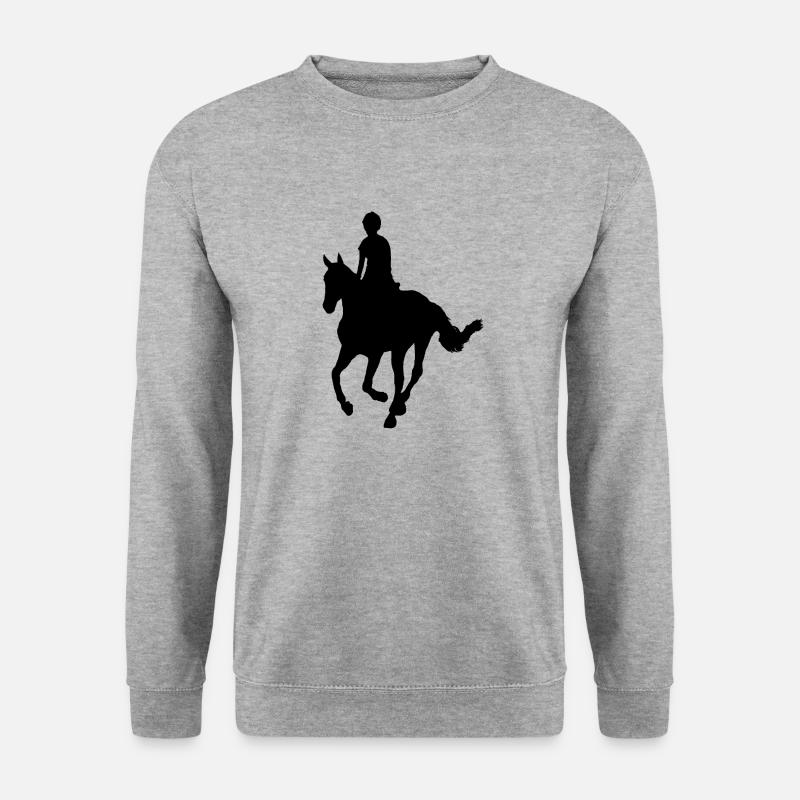 Reiter auf Pferd - Unisex Pullover - Weißgrau meliert