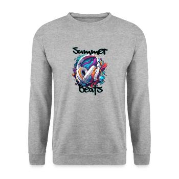 Kopfhörer / Audio / Musik / Klang / cool - Unisex Pullover - Weißgrau meliert - Vorne - Alina (178cm) & Michal (187cm)