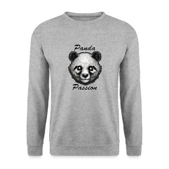Panda / Animal / Zoo / Bamboo / Wild / Childlike - Unisex Sweatshirt - salt & pepper - Front - Alina (178cm) & Michal (187cm)