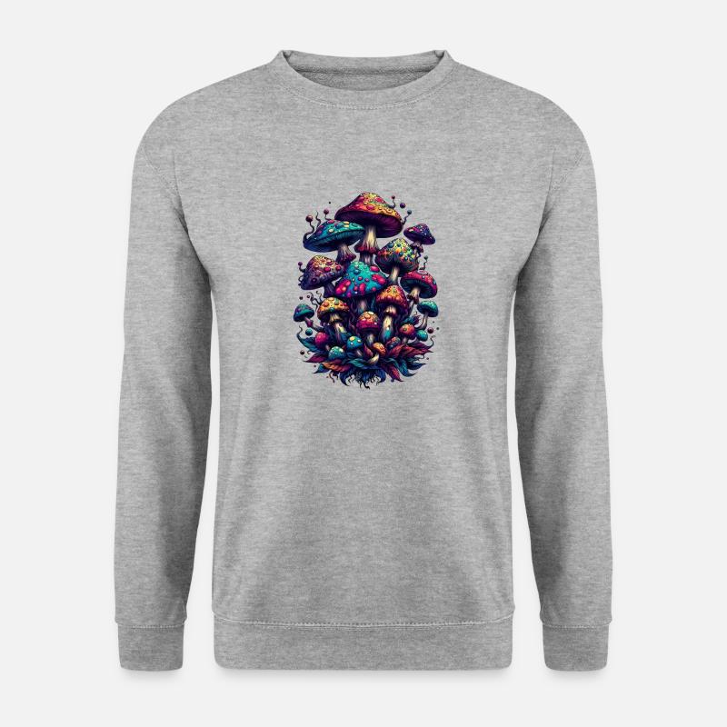 Psychedelic Mushroom Magic - Unisex Pullover - Weißgrau meliert