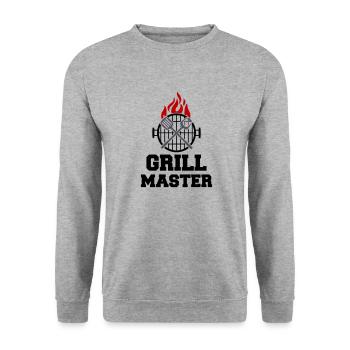 grill master bbq - Unisex Pullover - Weißgrau meliert - Vorne - Alina (178cm) & Michal (187cm)