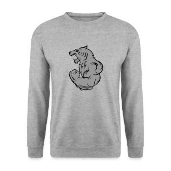 strong tiger wolf - Unisex Pullover - Weißgrau meliert - Vorne - Alina (178cm) & Michal (187cm)