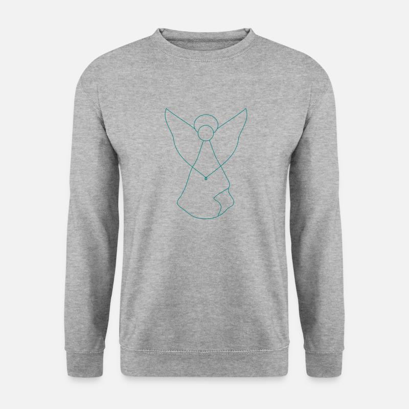 Blaugrün Engel - Unisex Pullover - Weißgrau meliert