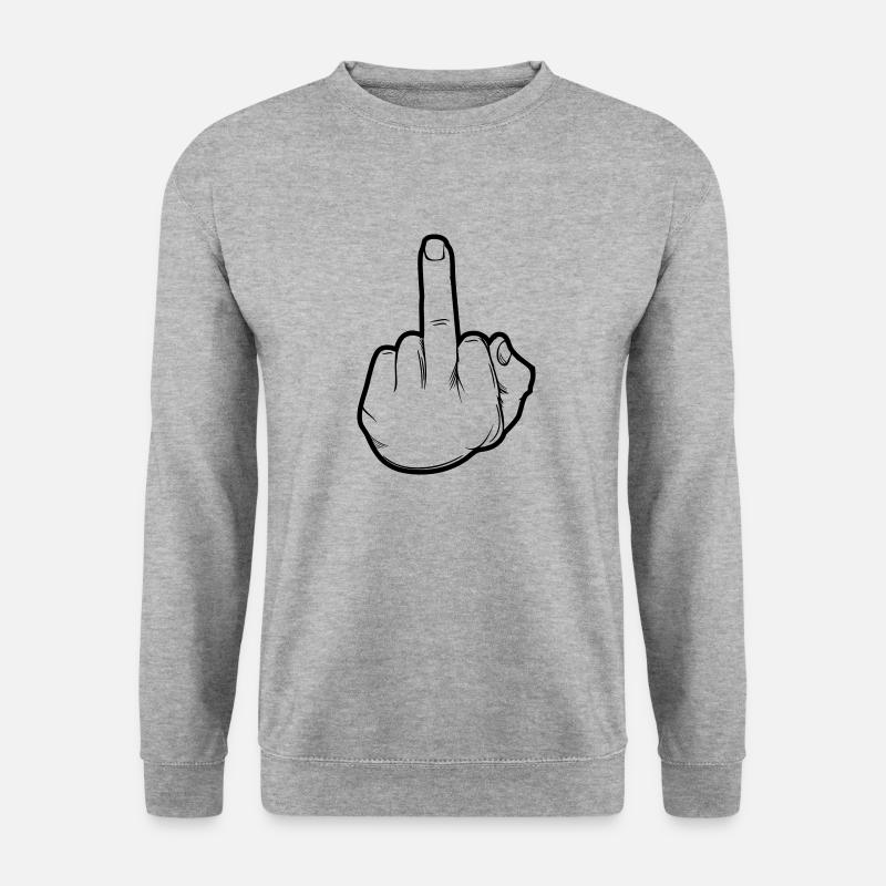 hand mittelfinger - Unisex Pullover - Weißgrau meliert